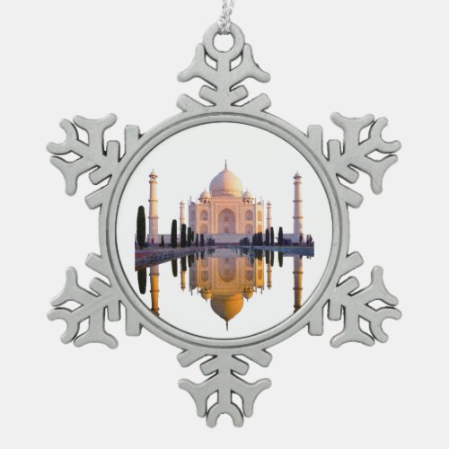 Taj Mahal Love Story Design Dreams Flourish Proud Snowflake Pewter Christmas Ornament