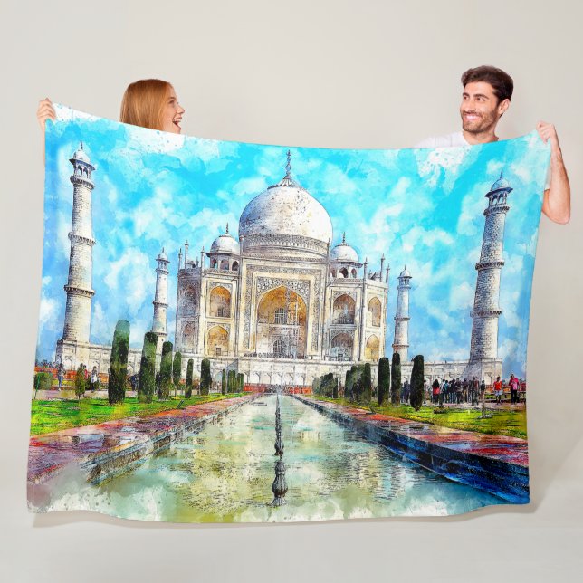 TAJ MAHAL PAINTING FLEECE BLANKET (In Situ)