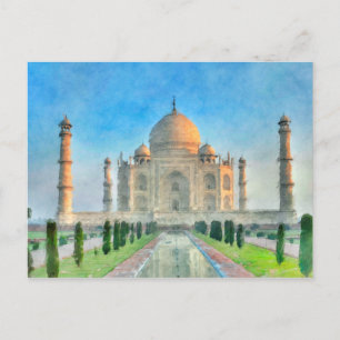 Taj Mahal Postcard Colorful Painting