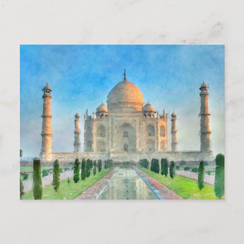 Taj Mahal Postcard Colorful Painting