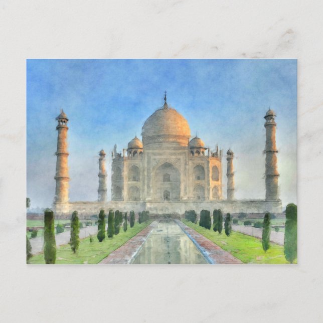 Taj Mahal Postcard Colorful Painting (Front)