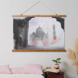 Taj Mahal Postcard Vintage Travel Hanging Tapestry