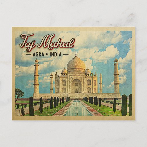 Taj Mahal Postcard Vintage Travel India