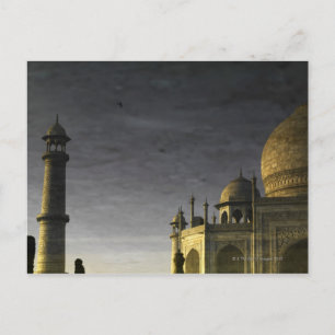 Taj Mahal reflection on water at dawn with high Postcard