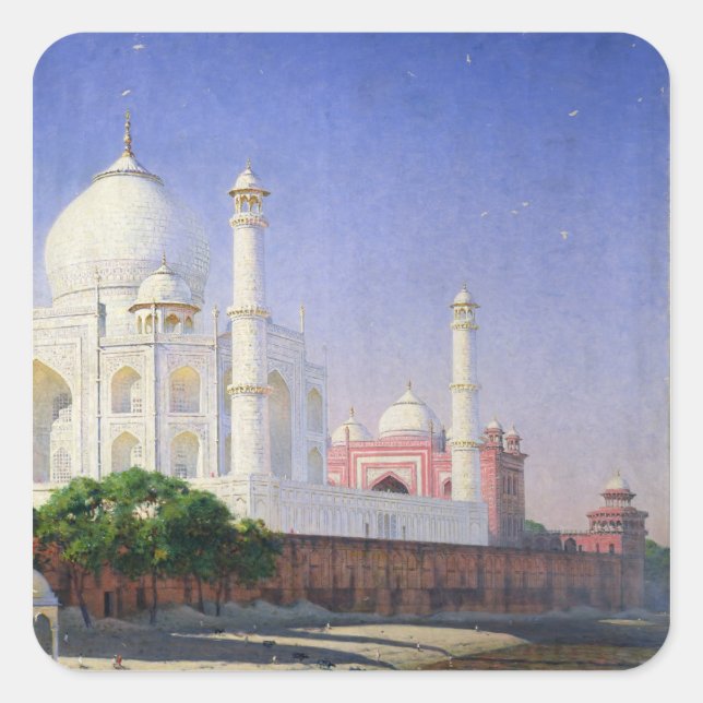 Taj Mahal Square Sticker (Front)