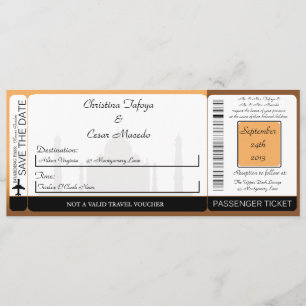 Taj Mahal Sunset Boarding Pass Wedding Invitation