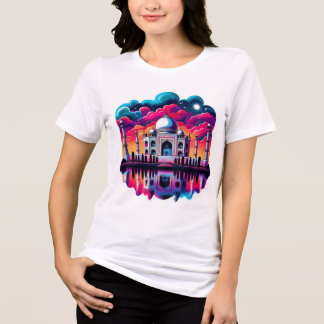 Taj Mahal under a beautiful colorful rainbow sky Tri-Blend Shirt