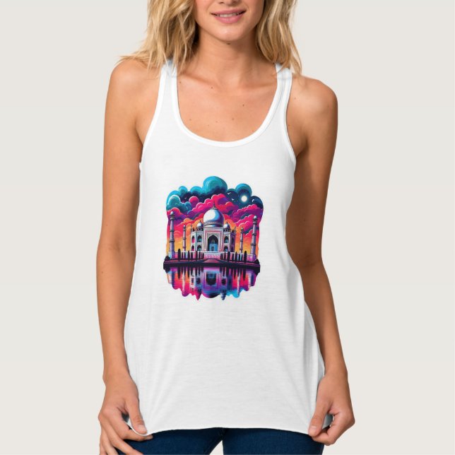 Taj Mahal under a beautiful rainbow sky Tank Top (Front)