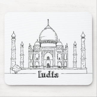 Taj Mahal Vacation Drawing Vacation Art Traveling Mouse Pad