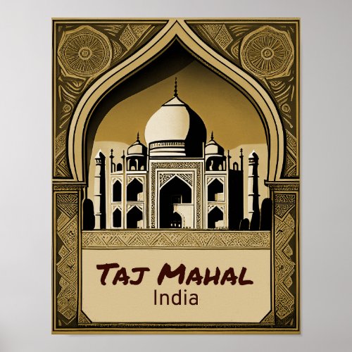 Taj Mahal Vintage Design  Poster