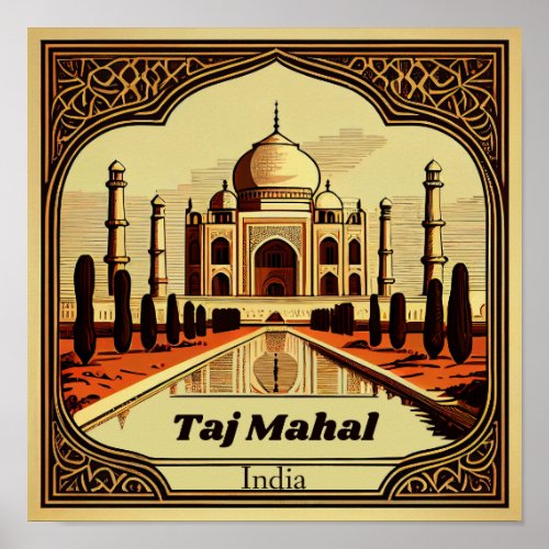 Taj Mahal Vintage Square Poster