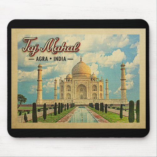 Taj Mahal Vintage Travel India Mouse Pad