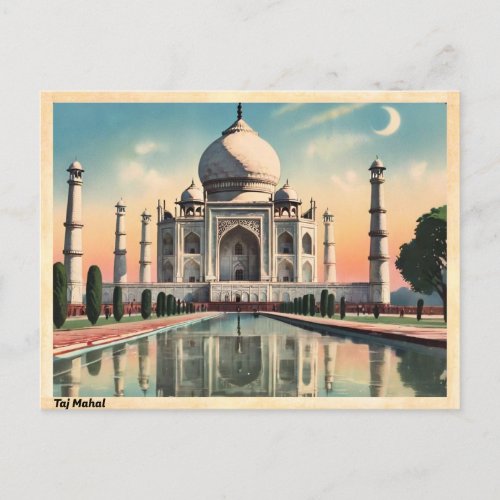Taj Mahal Vintage Travel Postcard
