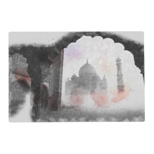 Taj Mahal Vintage Travel Postcard Placemat – India