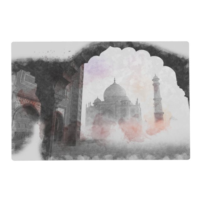 Taj Mahal Vintage Travel Postcard Placemat – India (Front)