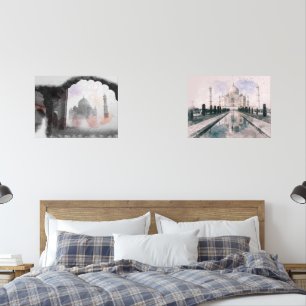 Taj Mahal Wall Art Set – Vintage Travel Poster Art