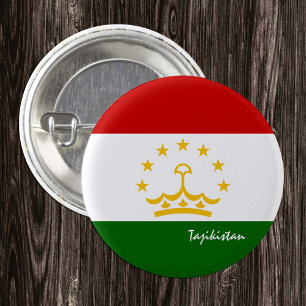 Tajikistan button, patriotic Tajikistan Flag Button
