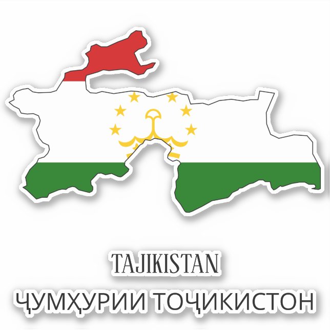 Tajikistan Flag Charming Patriotic Map Sticker (Front)