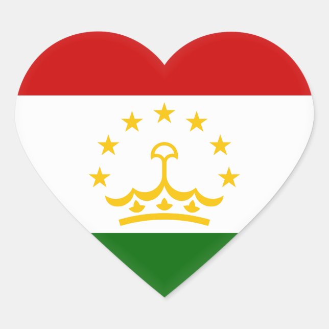 Tajikistan Flag Heart Sticker (Front)