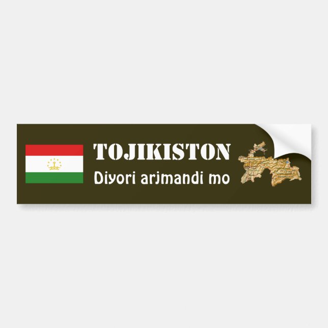 Tajikistan Flag + Map Bumper Sticker (Front)