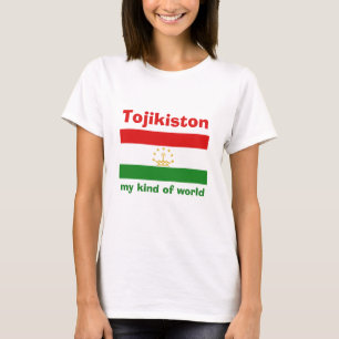 Tajikistan Flag + Map + Text T-Shirt