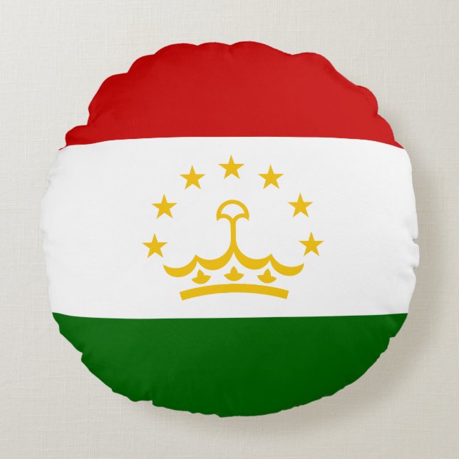 Tajikistan Flag Round Pillow (Front)