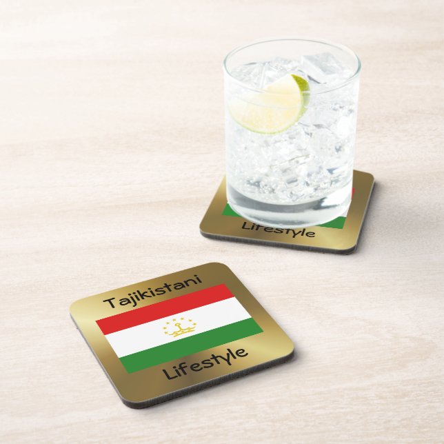 Tajikistan Flag+Text Coaster (Right Side)