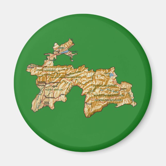 Tajikistan Map Magnet (Front)