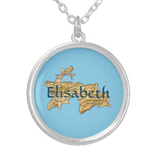 Tajikistan Map + Name Necklace
