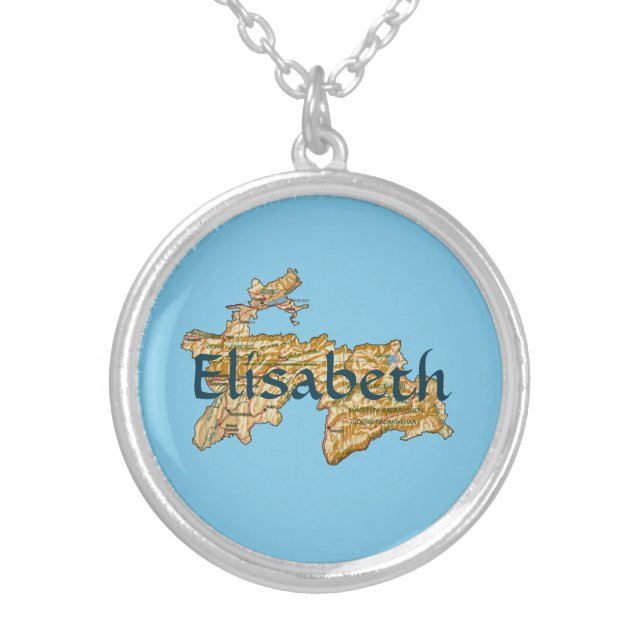 Tajikistan Map + Name Necklace (Front)