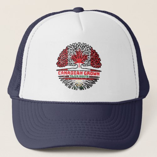 Tajikistan Tajik Canadian Canada Tree Roots Flag Trucker Hat