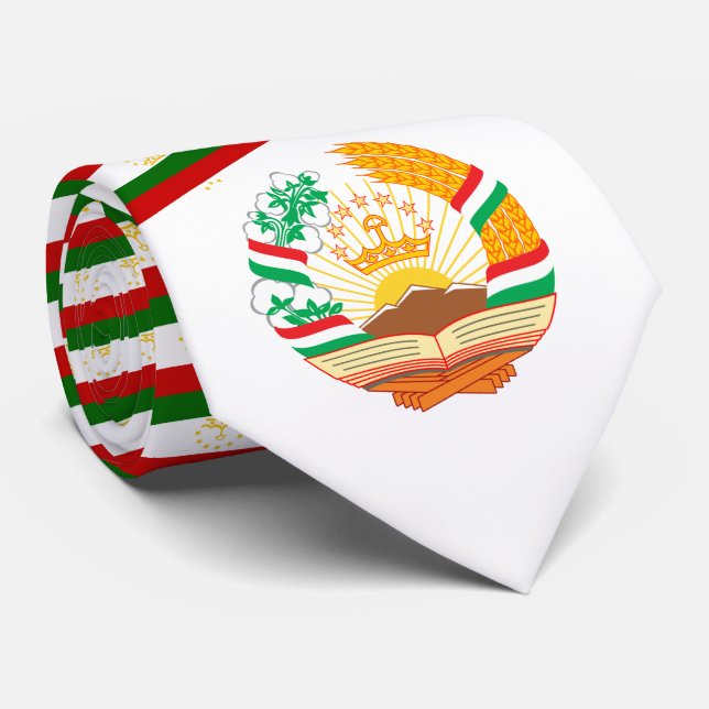 Tajikistani Flag & Emblem, Flag of Tajikistan Neck Tie (Rolled)
