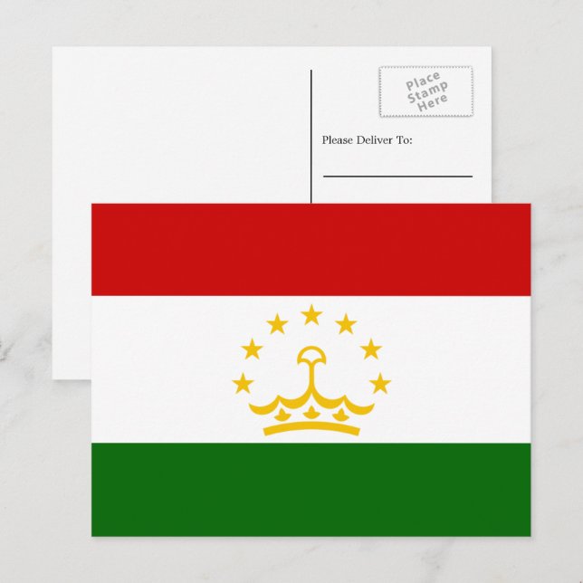 Tajikistani Flag, Flag of Tajikistan Postcard (Front/Back)