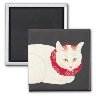takahashi shotei tama nekko cat portrait ukiyo-e magnet