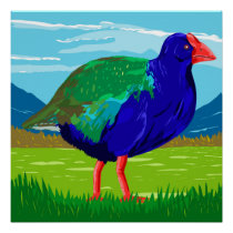 Takahe in Murchison Mountains in Fiordland WPA Art