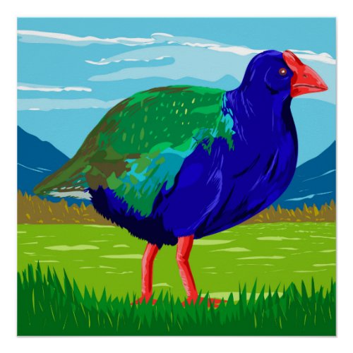 Takahe in Murchison Mountains in Fiordland WPA Art