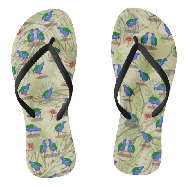 Takahe NZ bird pattern Flip Flops (Footbed)