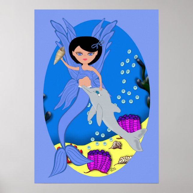 Takara the Blue Merfaery and Dolphin Poster (Front)