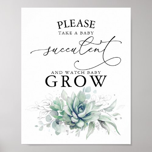 Take A Baby Succulent _ Greenery Baby Shower Sign