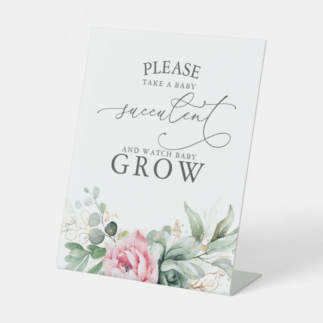 Take A Baby Succulent - Greenery Baby Shower Sign (Front)