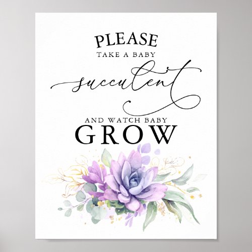 Take A Baby Succulent _ Greenery Baby Shower Sign