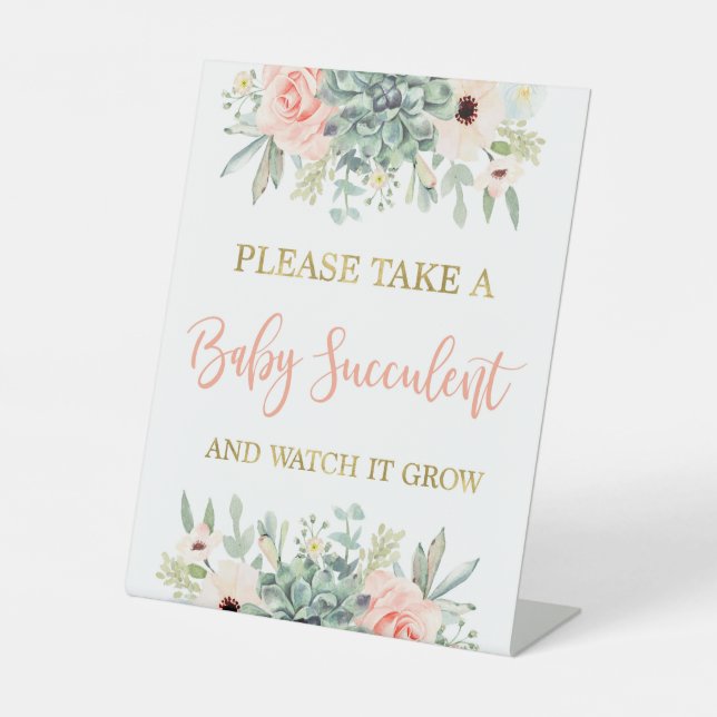 Take a baby succulent pedestal sign (Front)