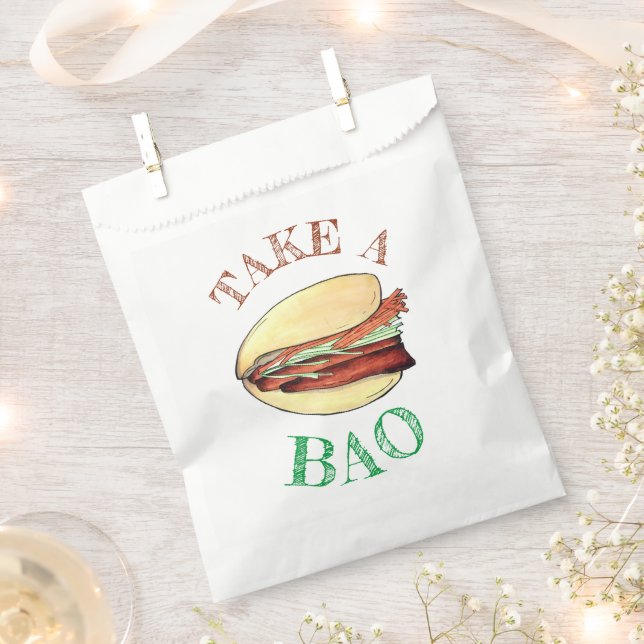 TAKE A BAO Pork Belly Bun Chinese Taiwanese Food Favor Bag (Clipped)