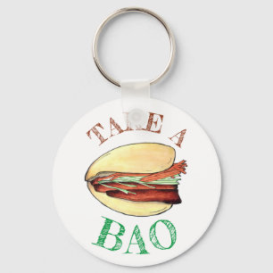 TAKE A BAO Pork Belly Bun Chinese Taiwanese Food Keychain