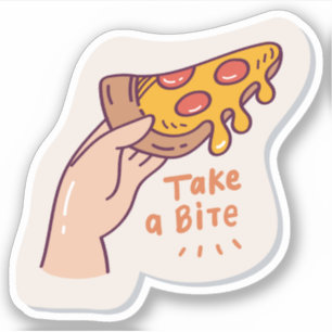 Take a bite pizza fun Custom-Cut Vinyl Sticker