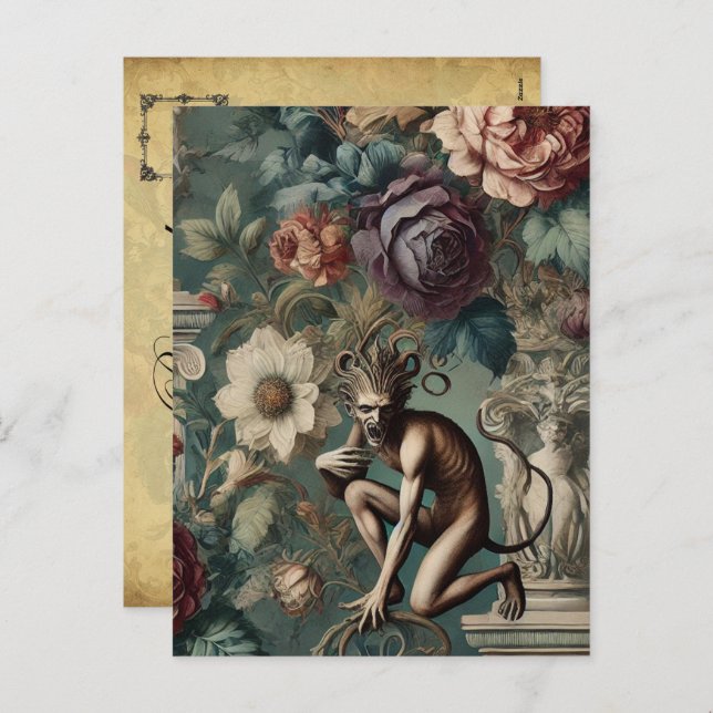 Take a Bow – Gothic Floral Design Holiday Postcard (Front/Back)