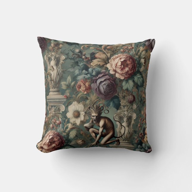Take a Bow – Gothic Floral Design Throw Pillow (Front)
