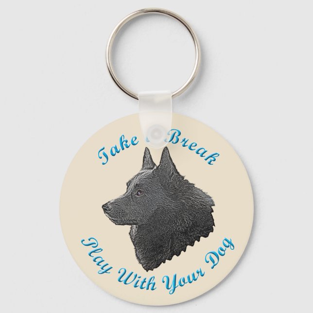 Take A Break (Schipperke) Keychain (Front)