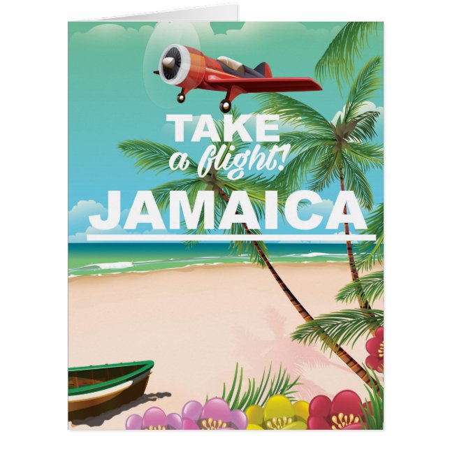 Take a Flight! Jamaica Retro vacation poster Cards (Front)