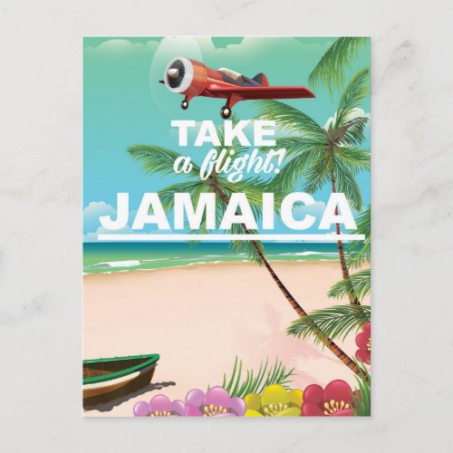 Take a Flight Jamaica Retro vacation poster Postcard